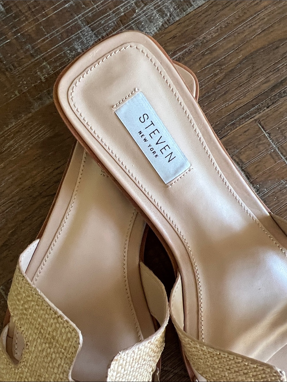 Steven New York Women's Tan Woven Slide Sandals